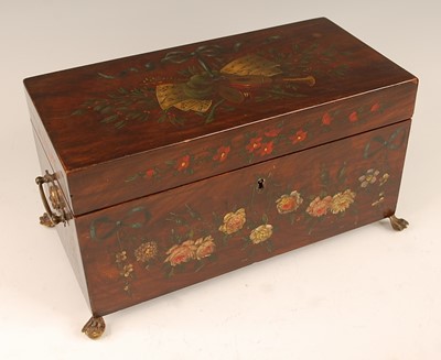 Lot 3190 - A 19th century walnut fitted tea caddy, the...