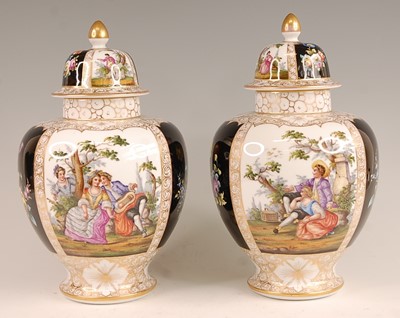 Lot 3042 - A pair of circa 1900 Dresden porcelain vases...