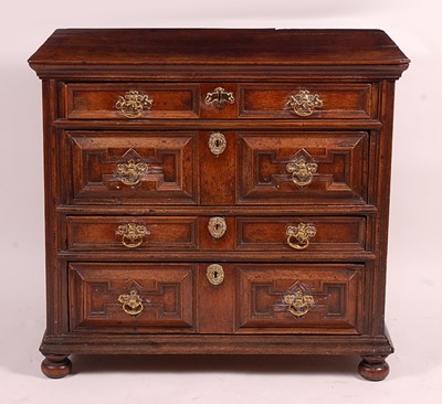 Lot 3400 - A Jacobean joined oak chest, of four long...