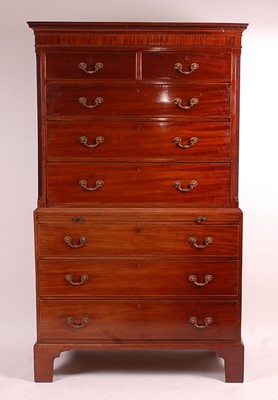 Lot 3415 - A George III mahogany chest-on-chest, the...