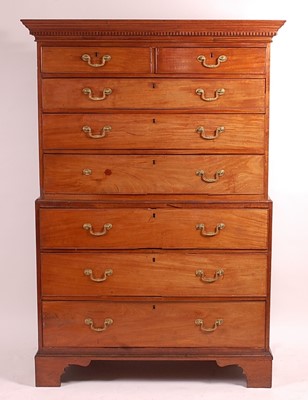 Lot 3395 - A George III mahogany chest-on-chest, the...