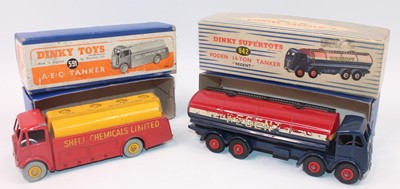 Lot 1410 - A group of two Dinky Toy tankers as follows:...
