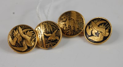Lot 359 - A pair of yellow metal double ended cufflinks...