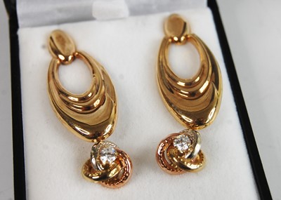 Lot 375 - Two pairs of earrings - A pair of 9ct yellow...