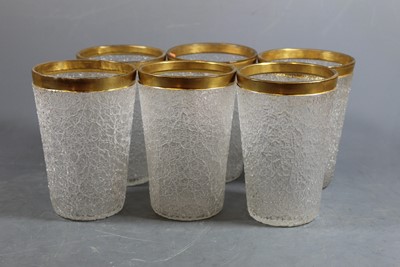 Lot 103 - Six Moser style crackle glass beakers, each...