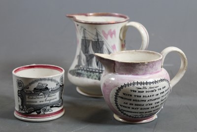 Lot 263 - A Victorian Sunderland lustre cream jug,...