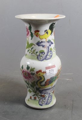 Lot 271 - A Chinese export stoneware Gu vase, decorated...