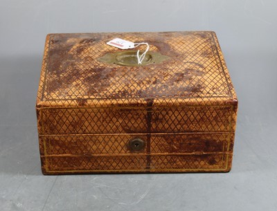 Lot 170 - A Victorian leather clad stationery box, the...