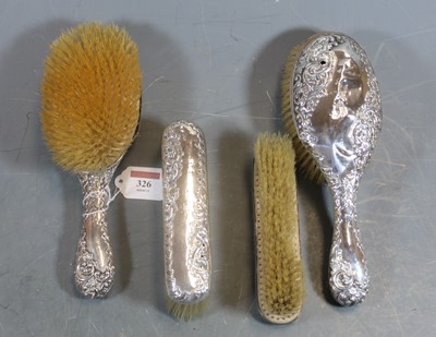 Lot 326 - A pair of late Victorian silver backed...