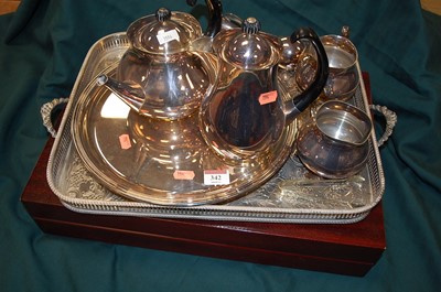 Lot 342 - An Elkington silver plated four-piece tea and...