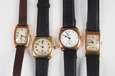 Lot 416 - A lady's 9ct gold cased tank watch, having...