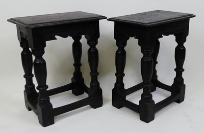 Lot 1351 - A pair of 19th century oak joint stools, the...