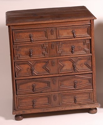 Lot 1375 - A Jacobean period oak chest, of five long...