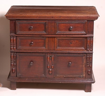 Lot 1376 - A Jacobean period oak chest of three long...