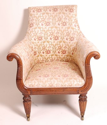 Lot 1395 - A William IV rosewood framed tub chair,...