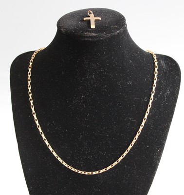 Lot 351 - An engine turned 9ct gold cross pendant;...