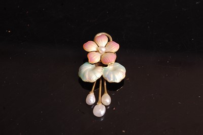Lot 364 - A yellow metal, finely enamelled and seed...