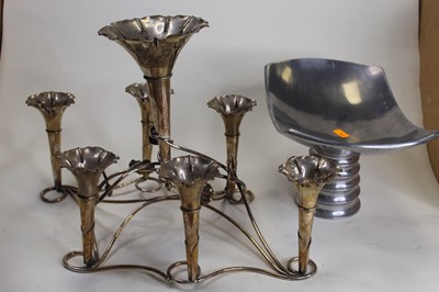 Lot 7 - A silver plated seven trumpet table epergne,...