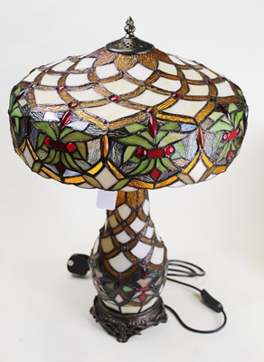 Lot 13 - A modern Tiffany style glass table lamp, h.57cm