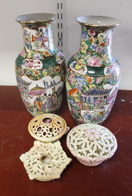 Lot 26 - A pair of 20th century Chinese Canton vases,...