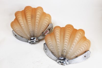 Lot 32 - A pair of Art Deco chrome and glass wall...