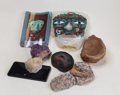 Lot 36 - A Mexican quartz funeral mask; together with...