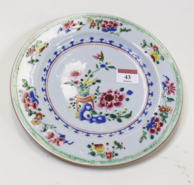 Lot 43 - A Chinese export famille rose plate, decorated...