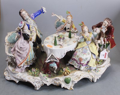 Lot 55 - A large Sitzendorf porcelain figure group, in...