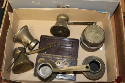 Lot 81 - A box containing a collection of brass and...