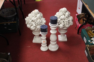 Lot 198 - A pair of large blanc-de-chine ornaments, each...