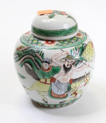 Lot 273 - A ginger jar and cover decorated with various...
