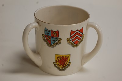 Lot 276 - A large Goss tyg, enamel decorated with...