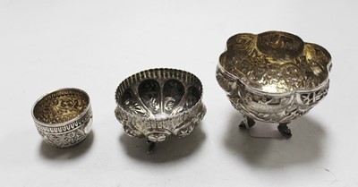Lot 307 - An Eastern white metal bowl, of lobed circular...