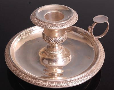 Lot 1045 - A late 19th century French silver chamberstick,...