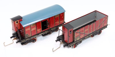 Lot 373 - 2x 1930s Bing maroon Continental outline bogie...
