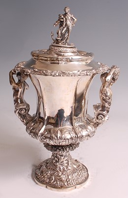 Lot 1063 - A William IV silver pedestal cup and cover,...