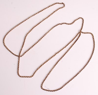 Lot 1114 - A yellow metal textured belcher link long...