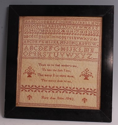Lot 1211 - An early Victorian alphabet, number and verse...