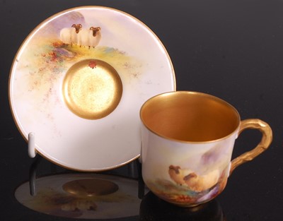 Lot 1023 - A Royal Worcester porcelain miniature cabinet...