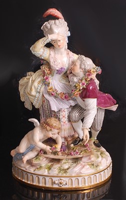 Lot 1016 - A 19th century Meissen porcelain figure group '...