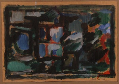 Lot 296 - Akos - Untitled abstract study, acrylic on...