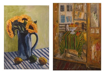 Lot 373 - Modern British School - Sunflowers in a Jug,...