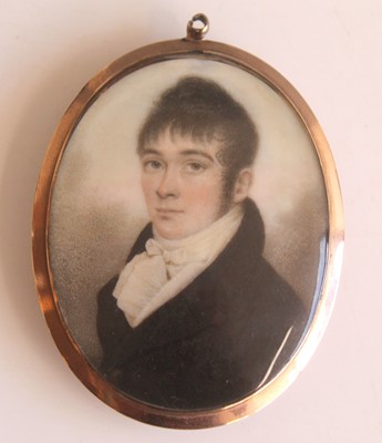 Lot 1177 - A Georgian double-sided portrait mourning...