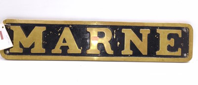 Lot 55 - Reproduction full-size brass nameplate "Marne",...
