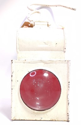 Lot 60 - A GER marked white painted slip coach lamp,...