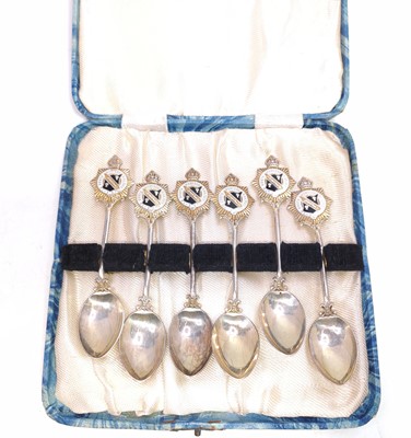 Lot 63 - A solid silver and enamel set of 6 military...