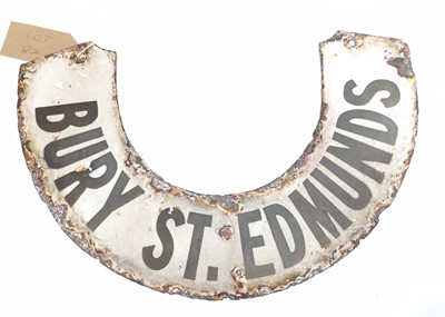 Lot 83 - Original enamel lamp horseshoe sign, black...