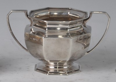 Lot 96 - An Art Deco silver twin handled octagonal...