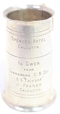Lot 126 - An Indian Silver double tot measure with Naval...
