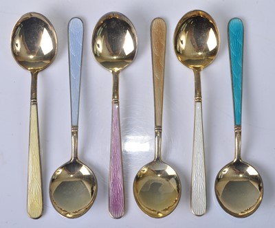 Lot 134 - A set of six 1930s Finnish sterling silver and...